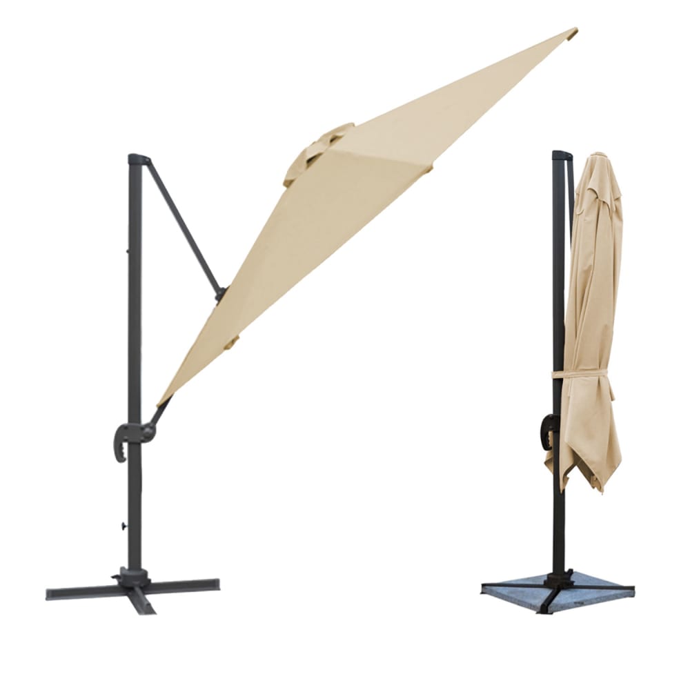 Parasol déporté carré 3x3m aluminium toile beige avec housse - Maisons du Monde