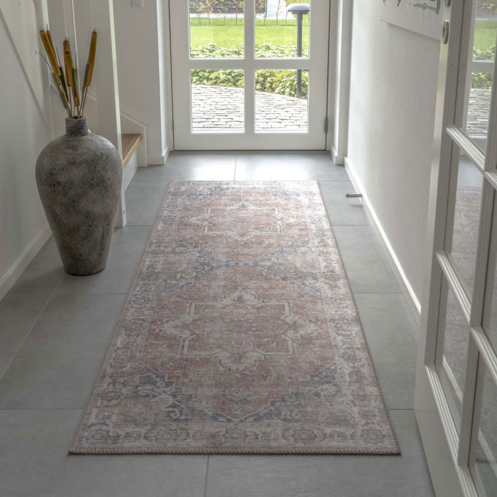 Tapis vintage en chenille - 80x200cm orange et bleu polyester — vue 3
