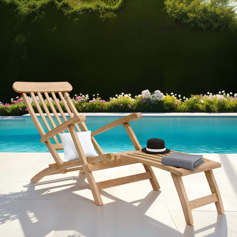 Sedia reclinabile in teak - Modello Esotico - Marrone - LEGNO