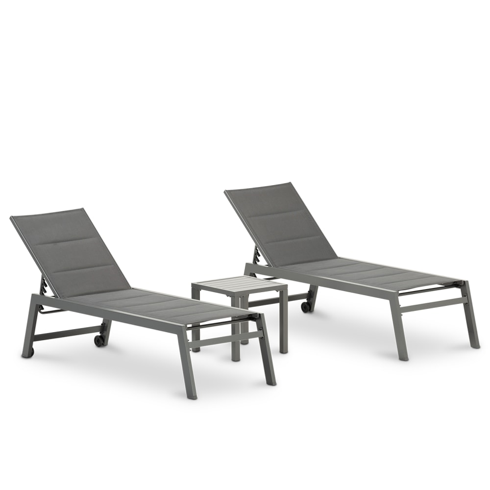 Ensemble de chaises longues hautes et table basse gris anthracite
