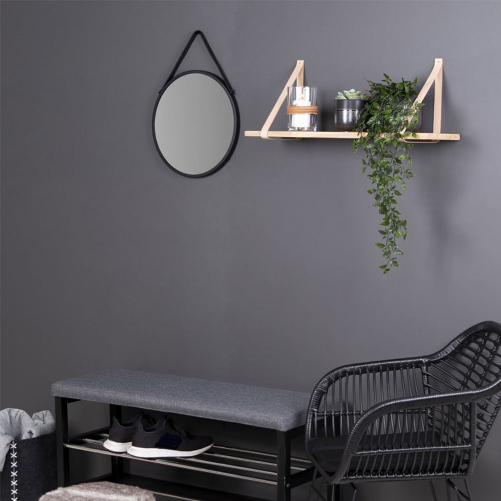 Etagère murale en bois et cuir 120x20 cm - naturel - Maisons du Monde