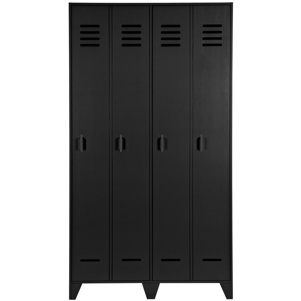 WOOOD Schließfachschränk mit 2 Türen aus Kiefer, Schwarz style modern Schwarz Holz
