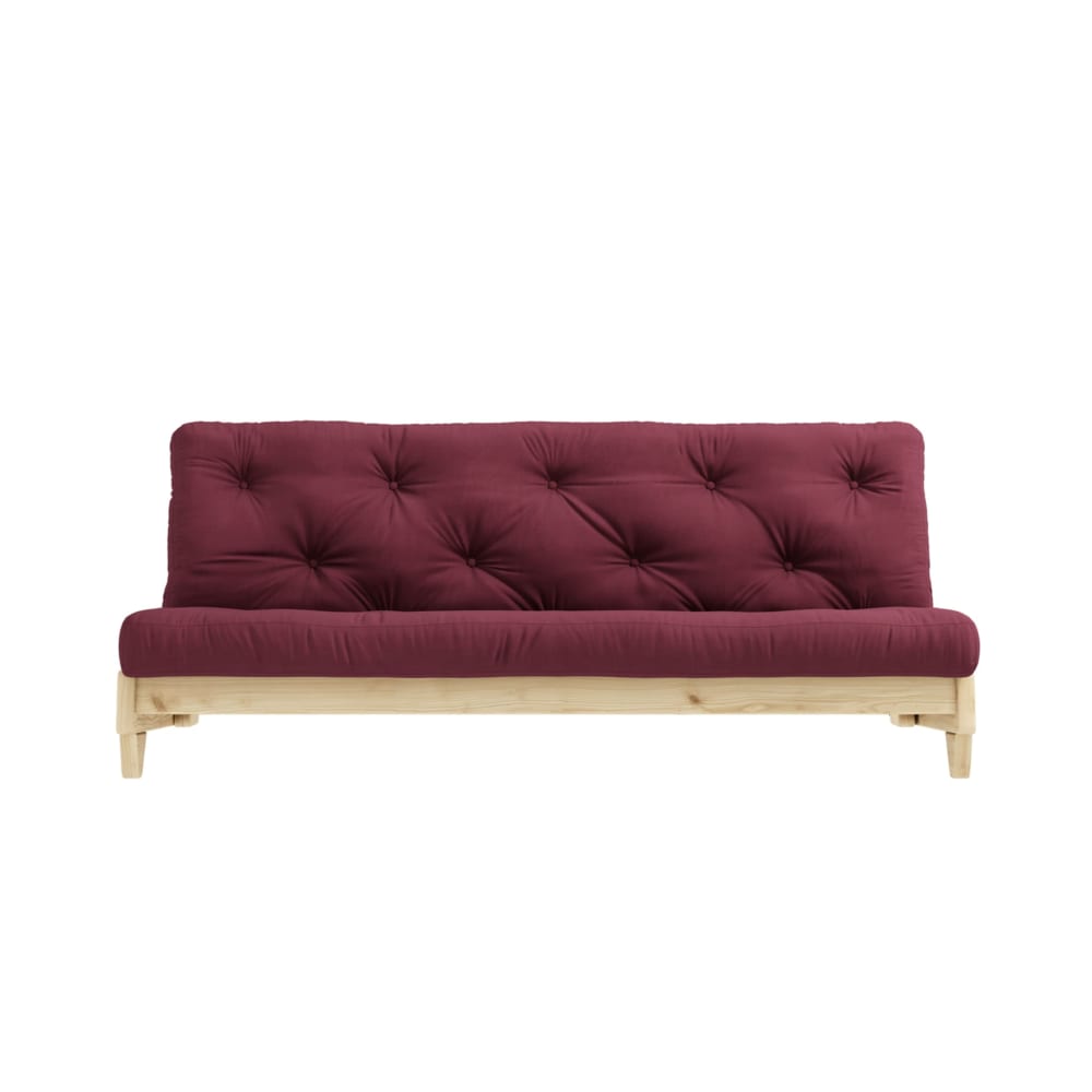 Banquette ajustable en pin massif matelas futon bordeaux 140x200