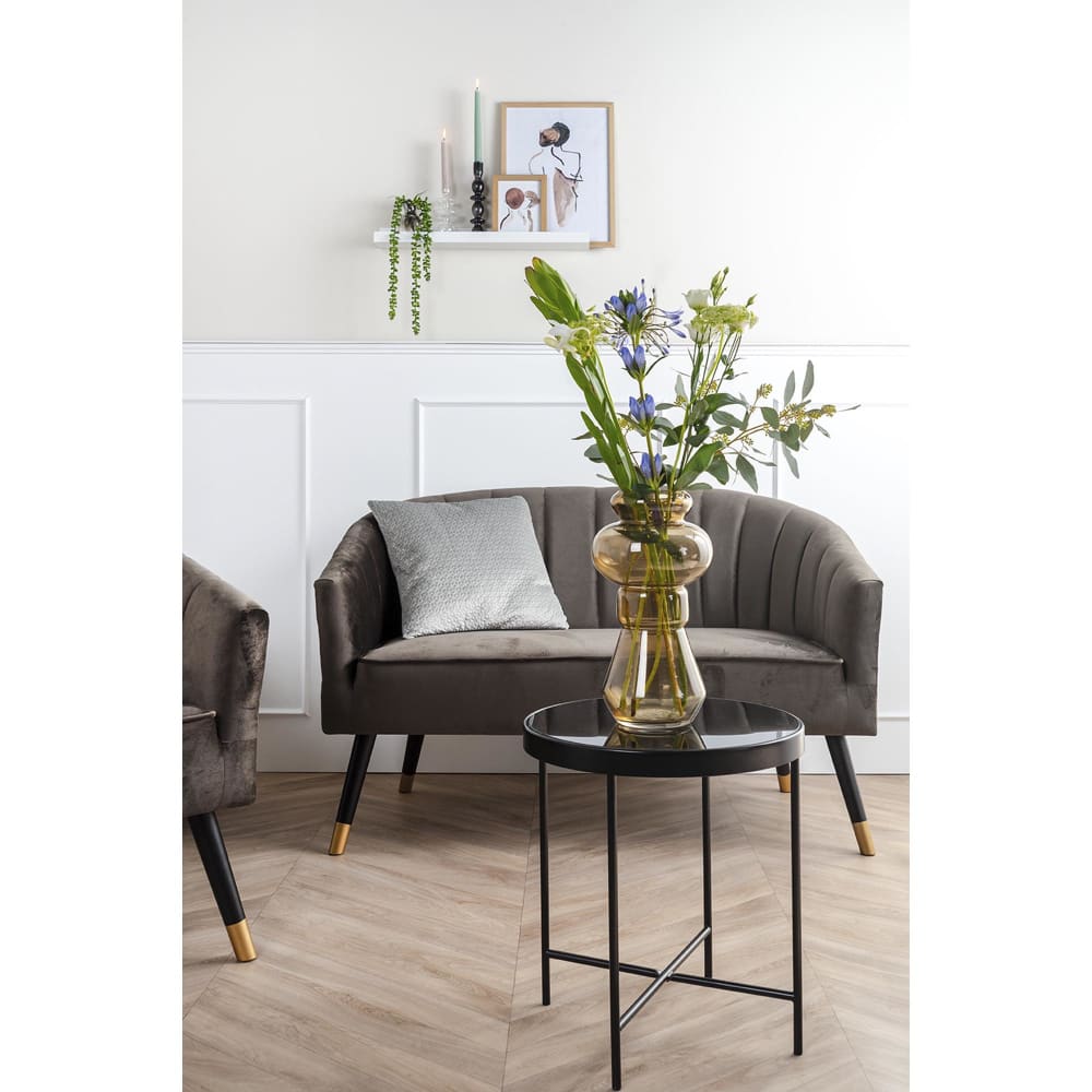 Canapé velours taupe 128x71x80cm - Maisons du Monde