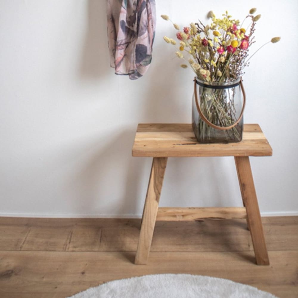 Tabouret en teck h45cm - naturel - Maisons du Monde
