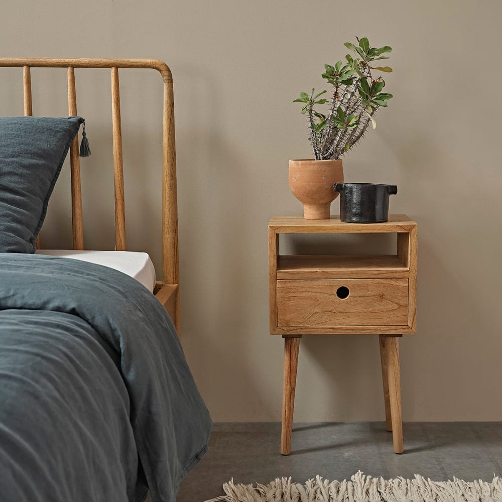 BERAH GETAH Nachttisch aus Mindyholz 65 style vintage Beige