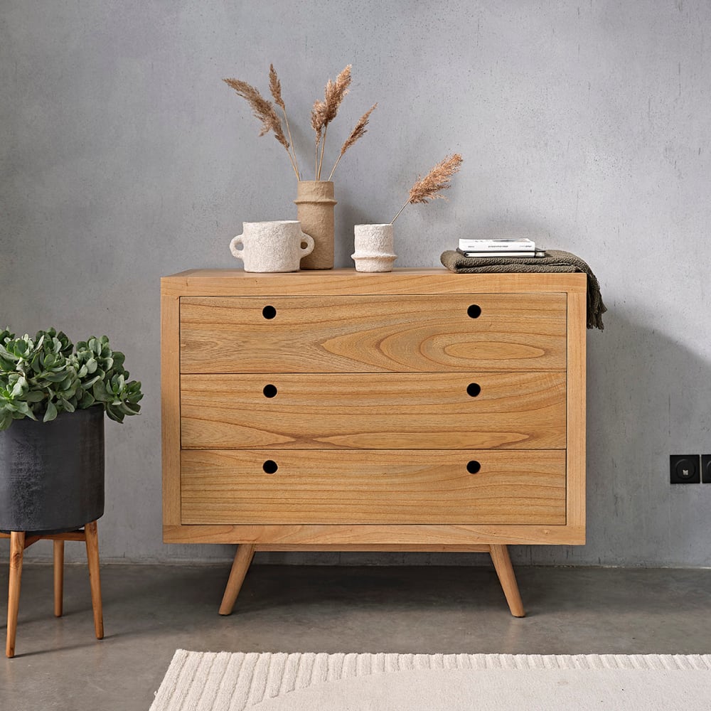 BERAH GETAH Kommode mit Schubladen aus Mindiholz style modern Beige