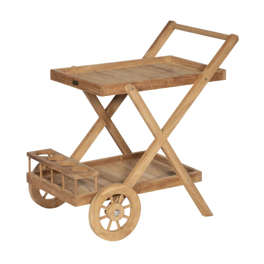 Desserte de jardin à roulettes en teck