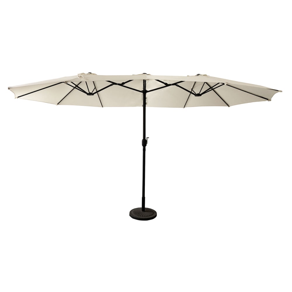 Parasol double ovale 2,7x4,6m en acier et toile beige