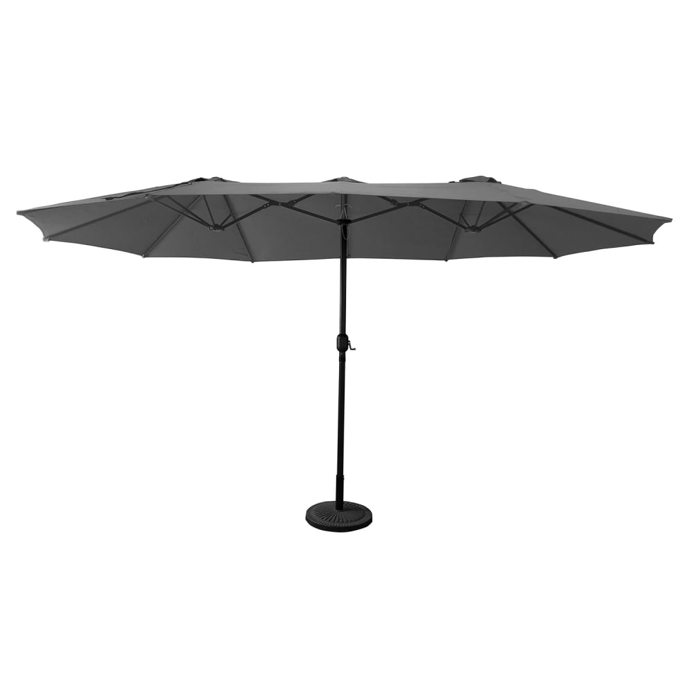 Parasol double ovale 2,7x4,6m en acier et toile gris