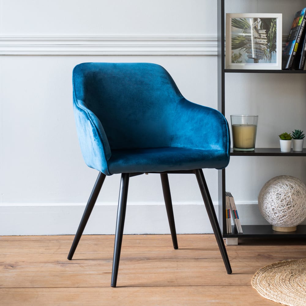 Sedia in stile vintage in velluto blu - Modello Classico chic - Velluto