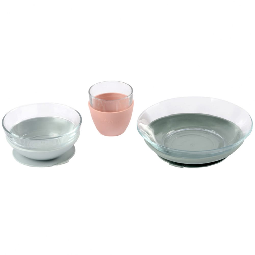 Coffret repas en verre Duralex Eucalyptus (3 pièces) (Béaba) - Image 1
