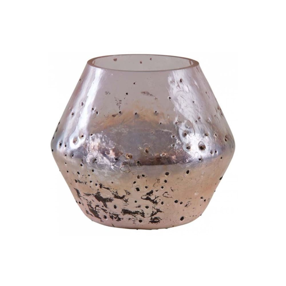 Vase en verre rose et doré 19 cm