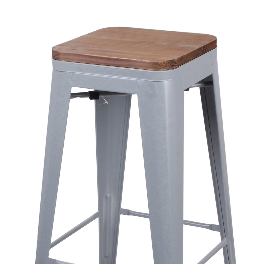 Lot de 4 tabourets de bar 42,5x42,5x77 cm naturel et gris - galton