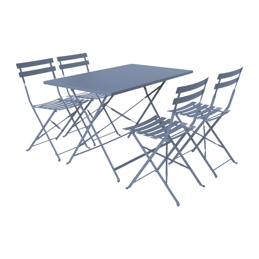 Salon de jardin bistrot pliable rectangulaire 110 x 70cm, bleu grisé i