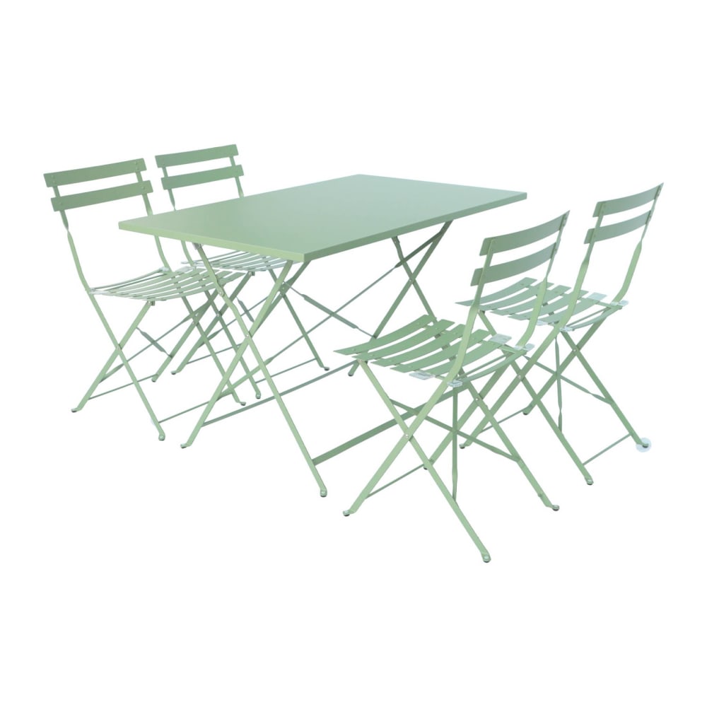 Salon de jardin bistrot pliable rectangulaire 110 x 70cm, vert de gris