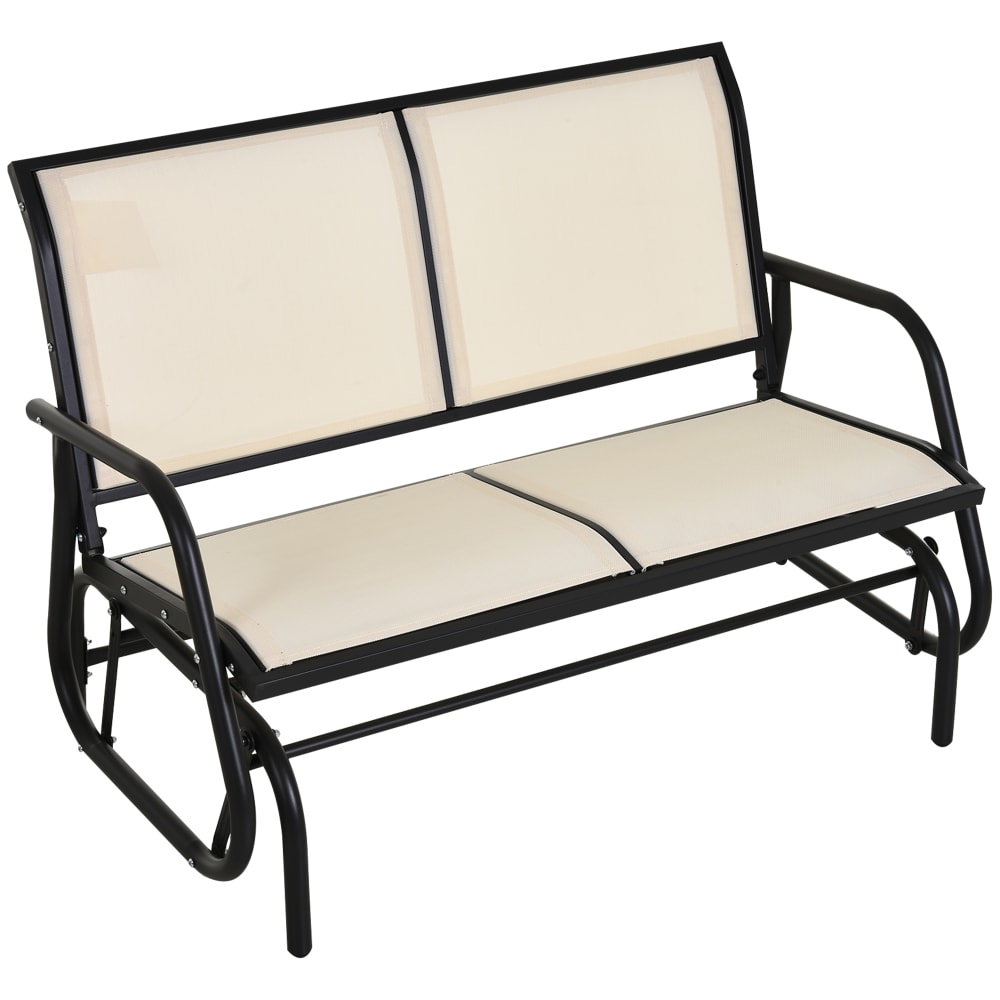 Banc à bascule de jardin 2 places contemporain acier textilène beige