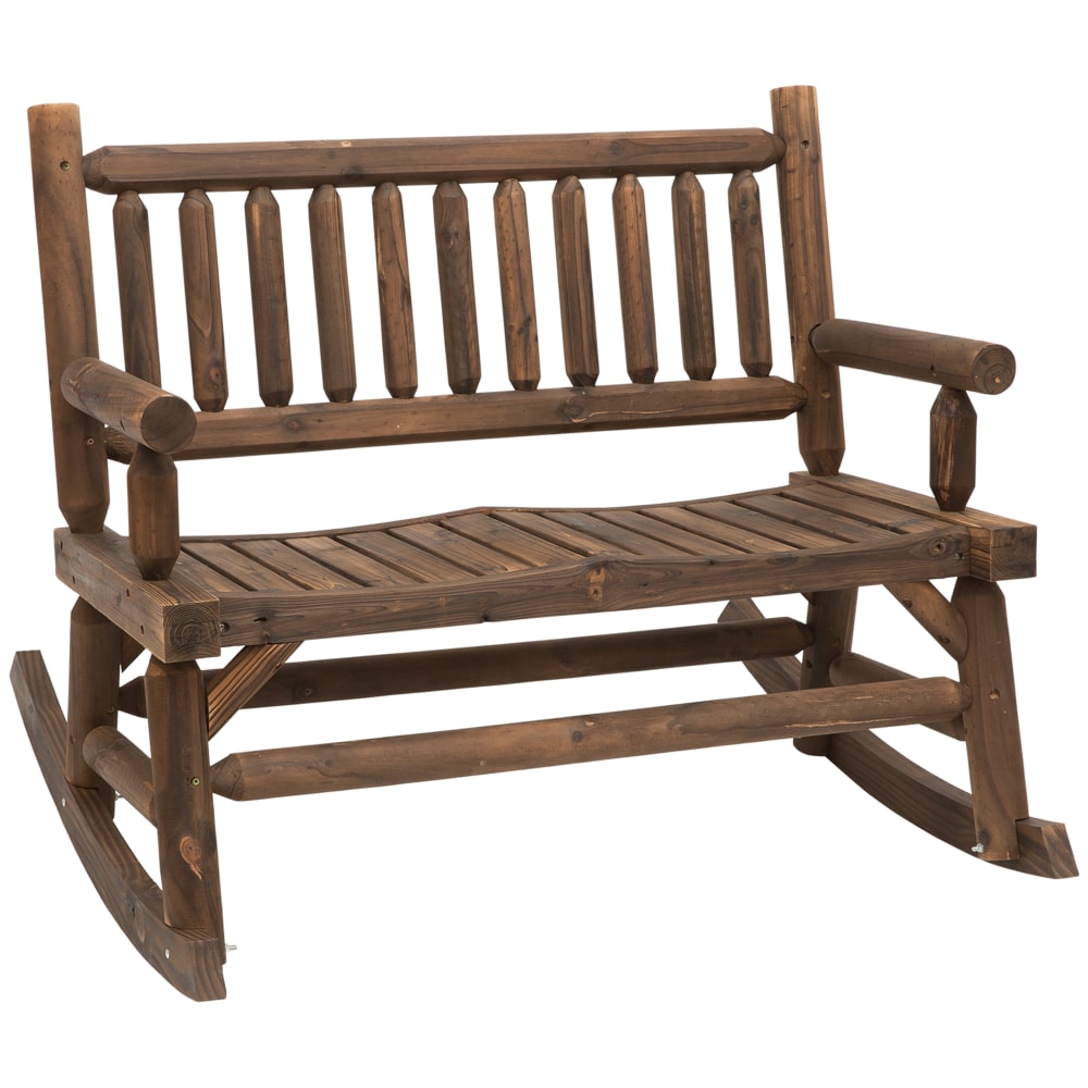 Banc à bascule de jardin 2 places style rural chic sapin carbonisé