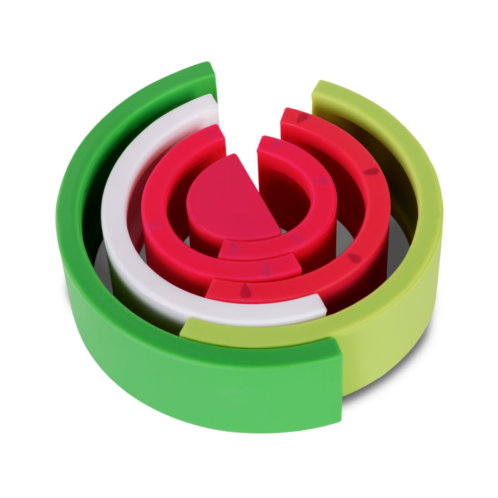 Pastèque empilable en caoutchouc sans BPA vert et rouge (Beeloom) - Image 1