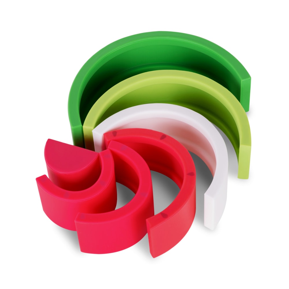 Pastèque empilable en caoutchouc sans BPA vert et rouge (Beeloom) - Image 2