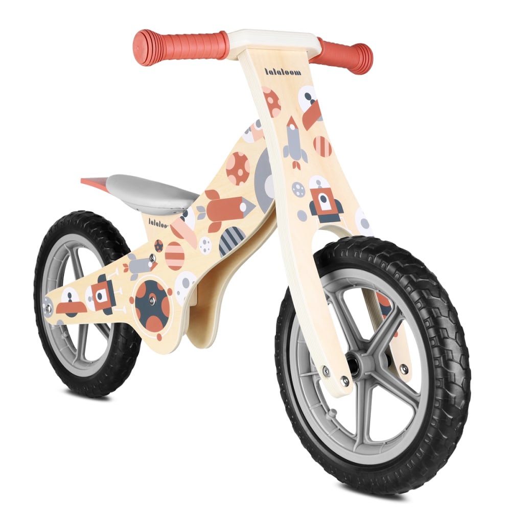 Beeloom - Vélo sans pédales pour enfants en bois naturel rouge et gris