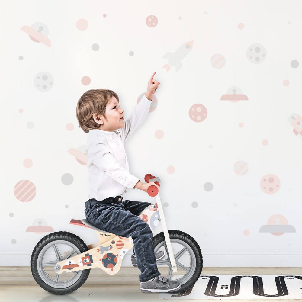 Vélo sans pédales pour enfants en bois naturel rouge et gris (Beeloom) - Image 2