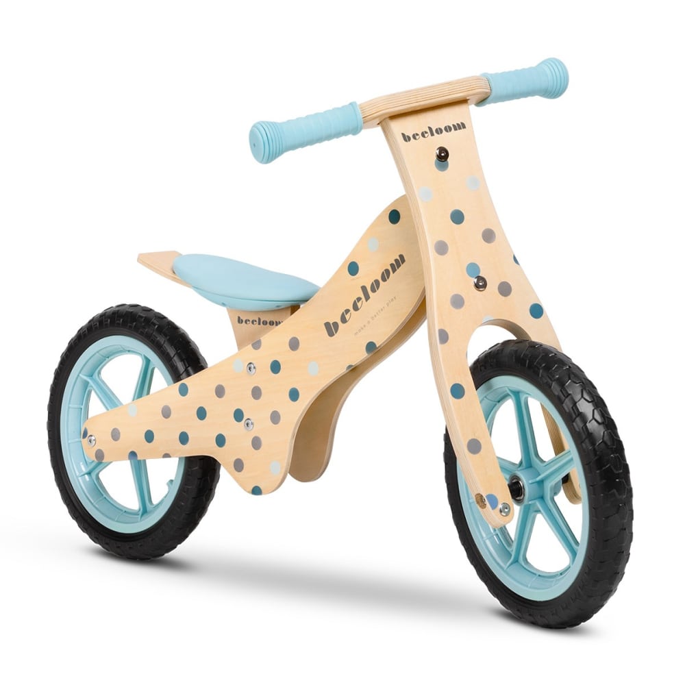 Vélo sans pédales pour enfants en bois naturel bleu (Beeloom) - Image 1