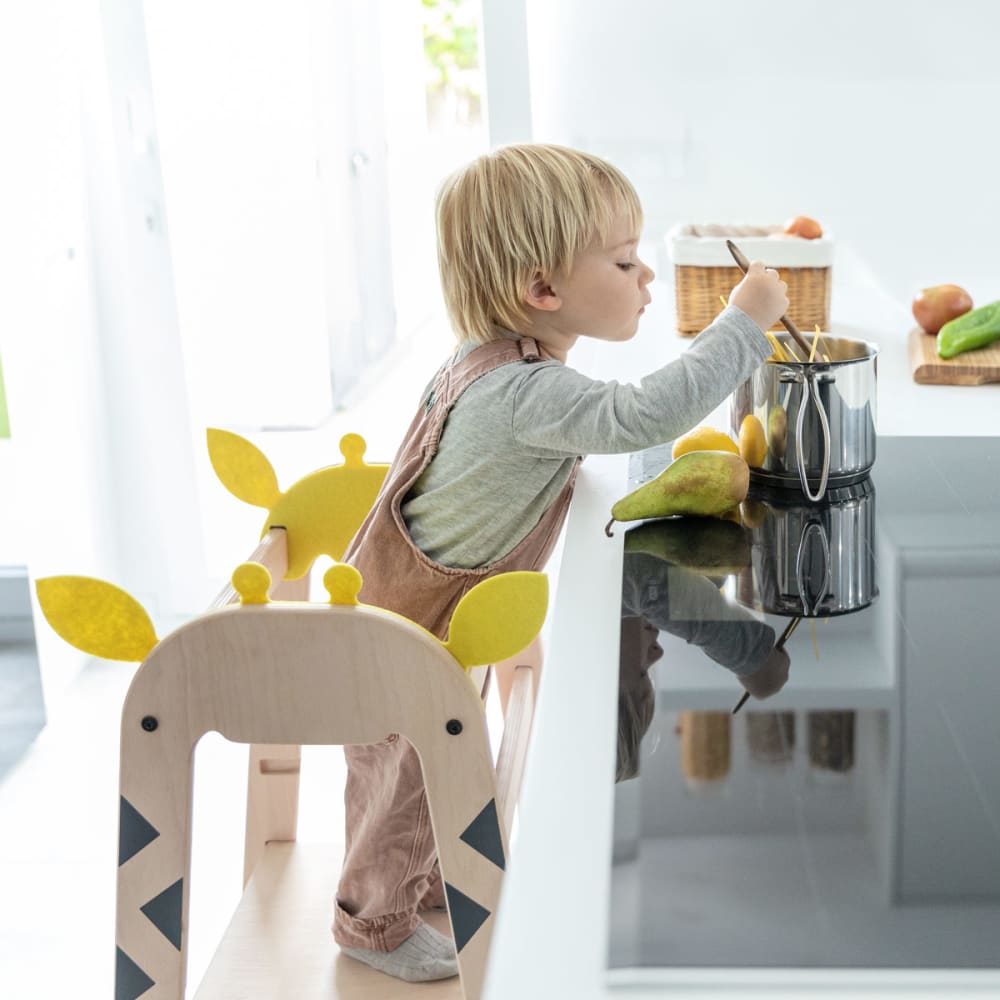 Tour d'apprentissage pour enfants en bois naturel jaune (Beeloom) - Image 3