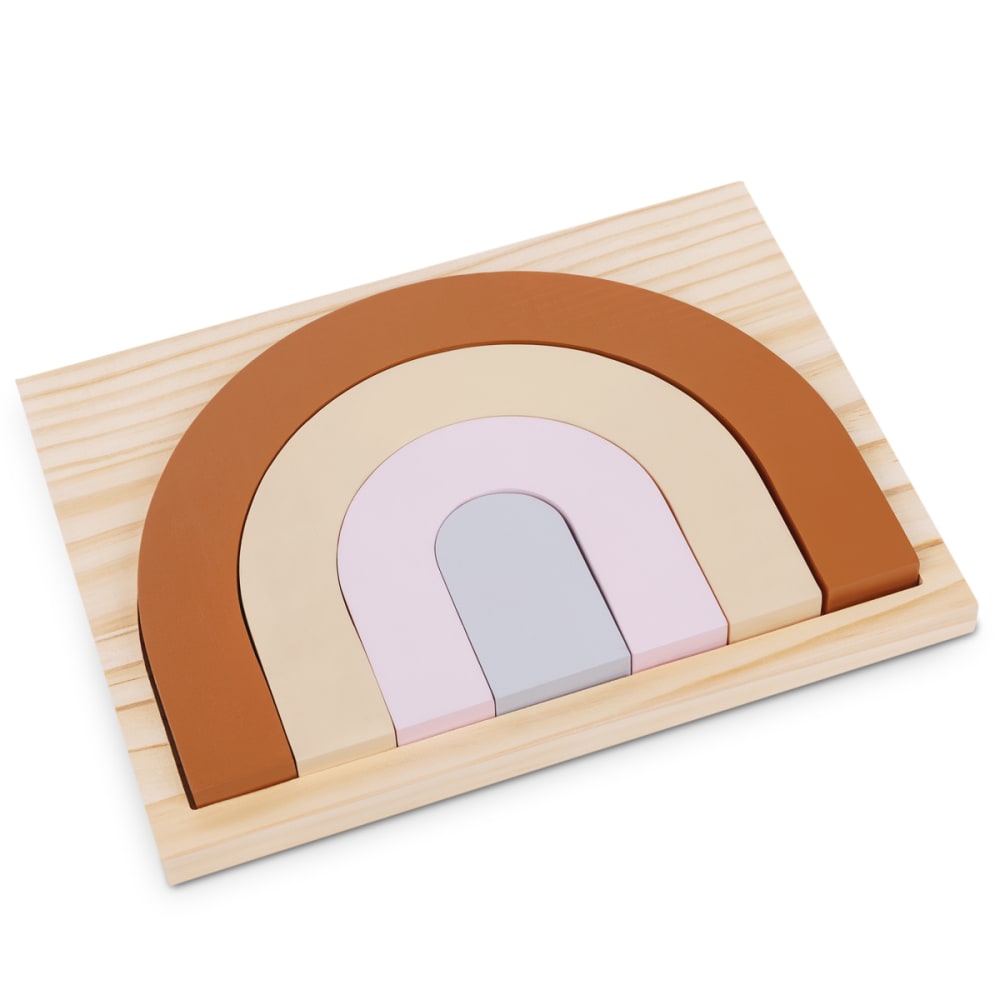 Puzzle arc-en-ciel en bois pour enfants (Beeloom) - Image 1