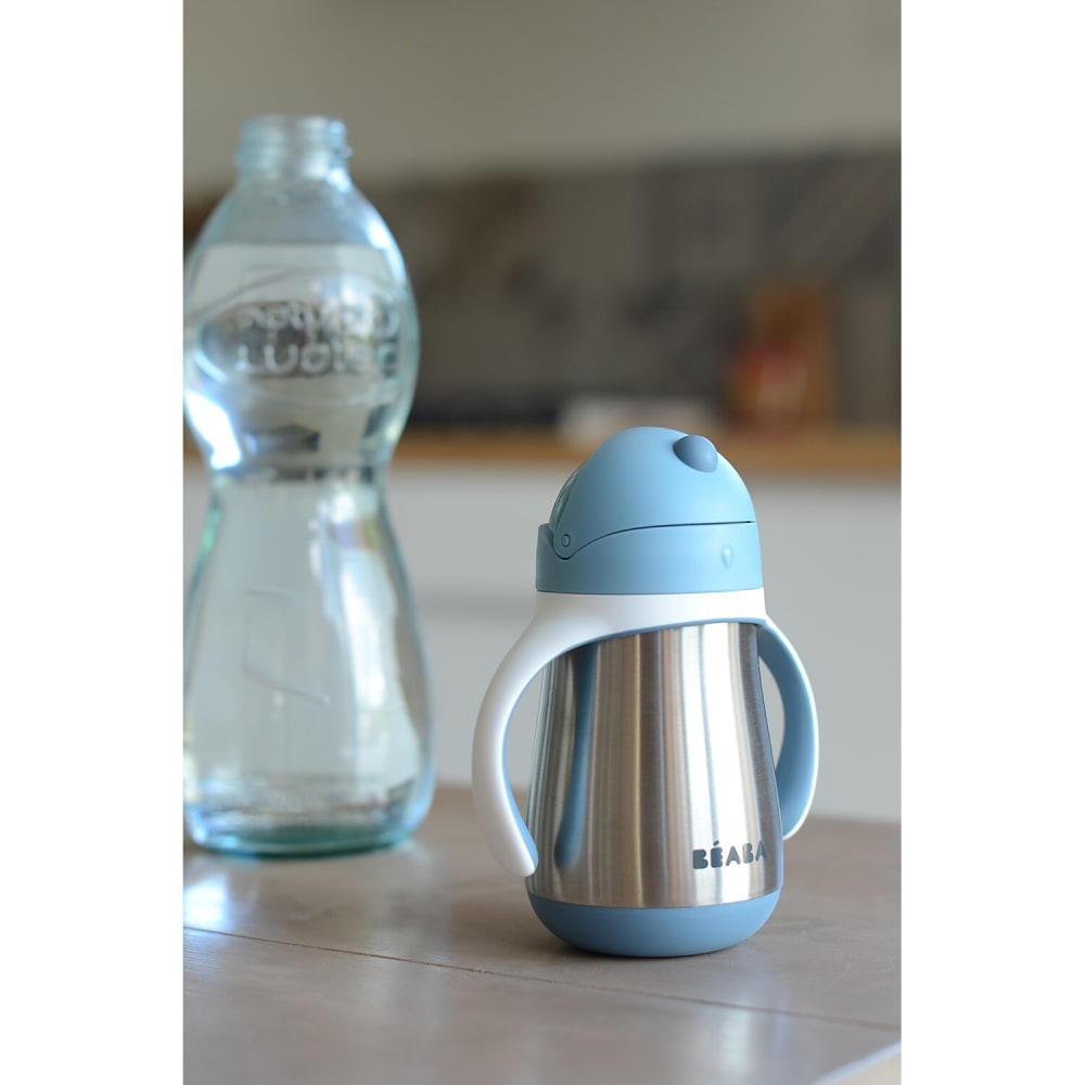 Gourde à paille en inox Windy blue (250 ml) - Maisons du Monde