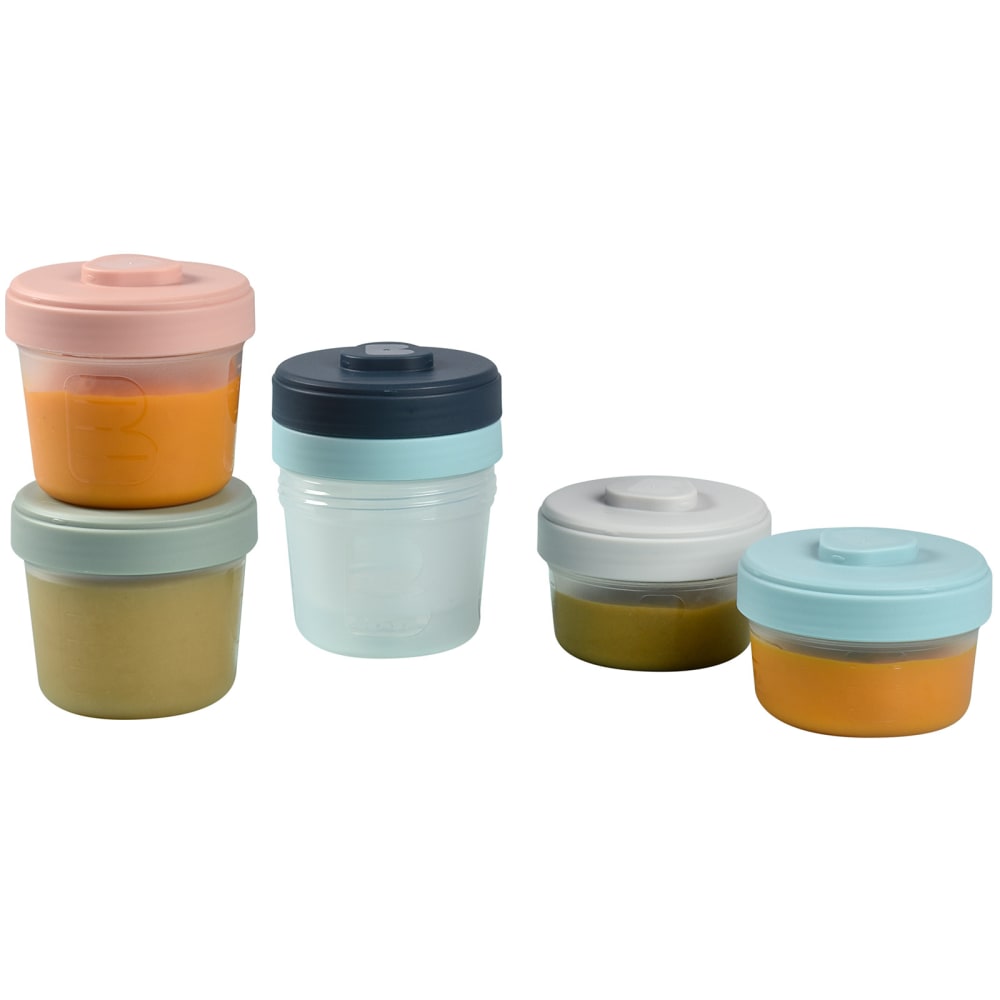 Lot de 6 pots de conservation bleu et rose (90 ml et 150 ml)