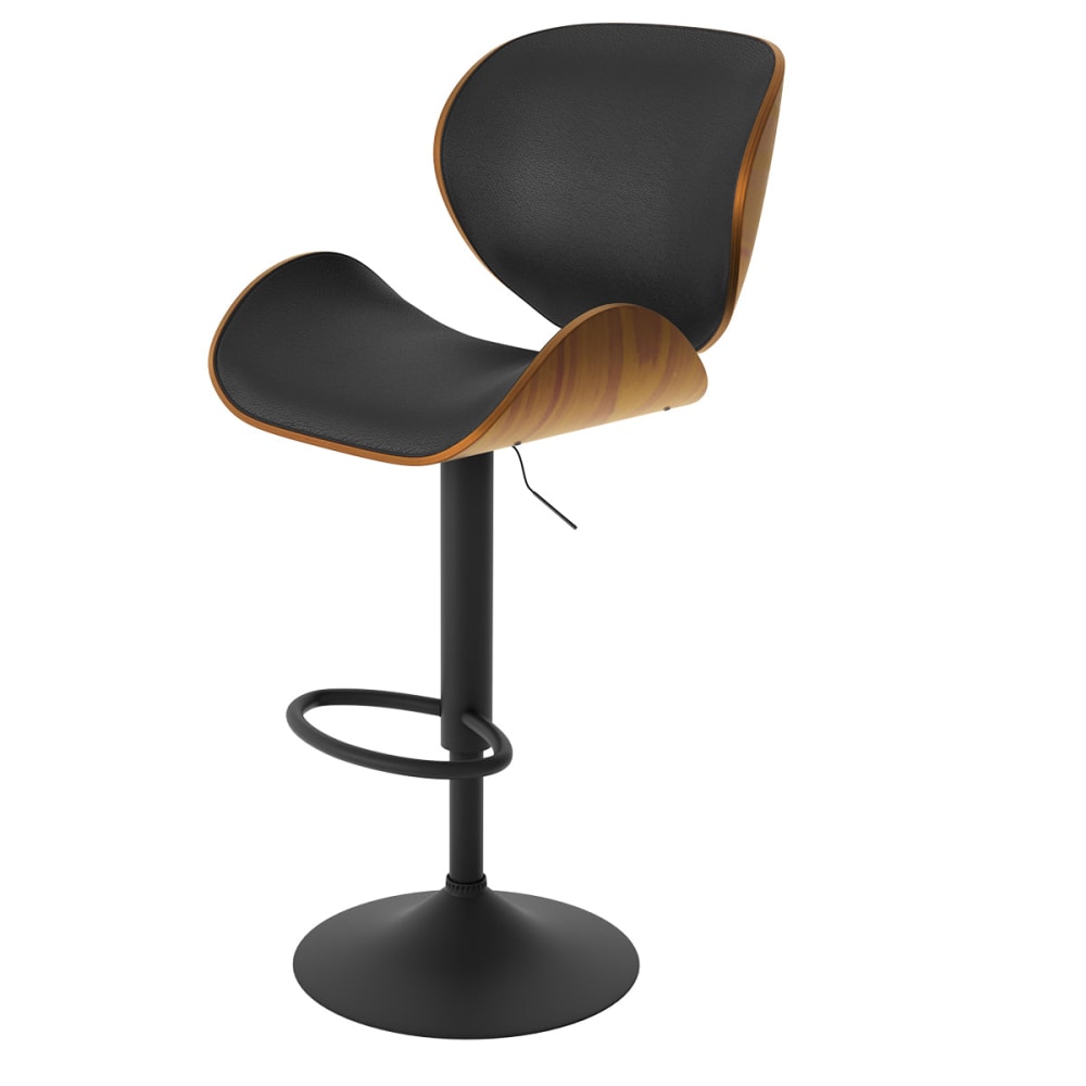 Sgabello regolabile 63/84 cm in ecopelle nera - Modello Vintage - Nero - LEGNO