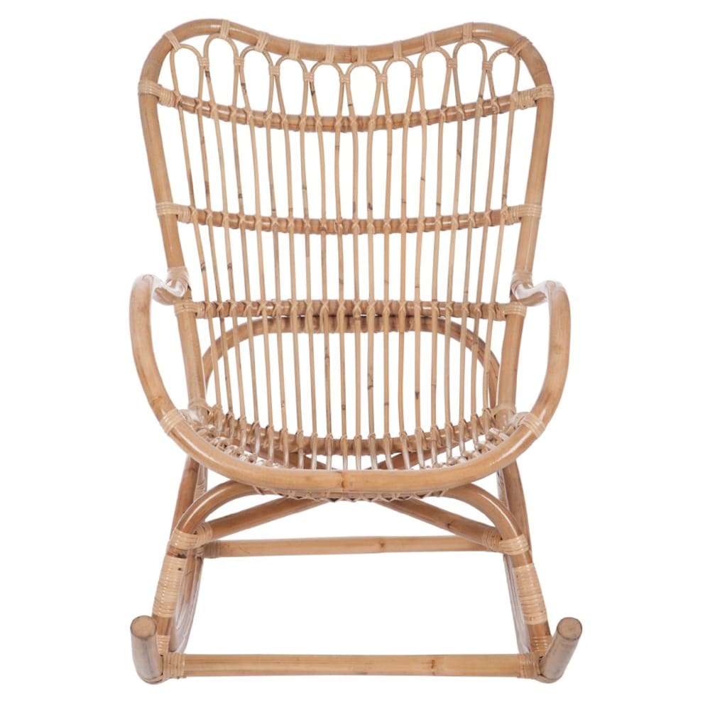 Fauteuil à bascule rocking chair en rotin naturel