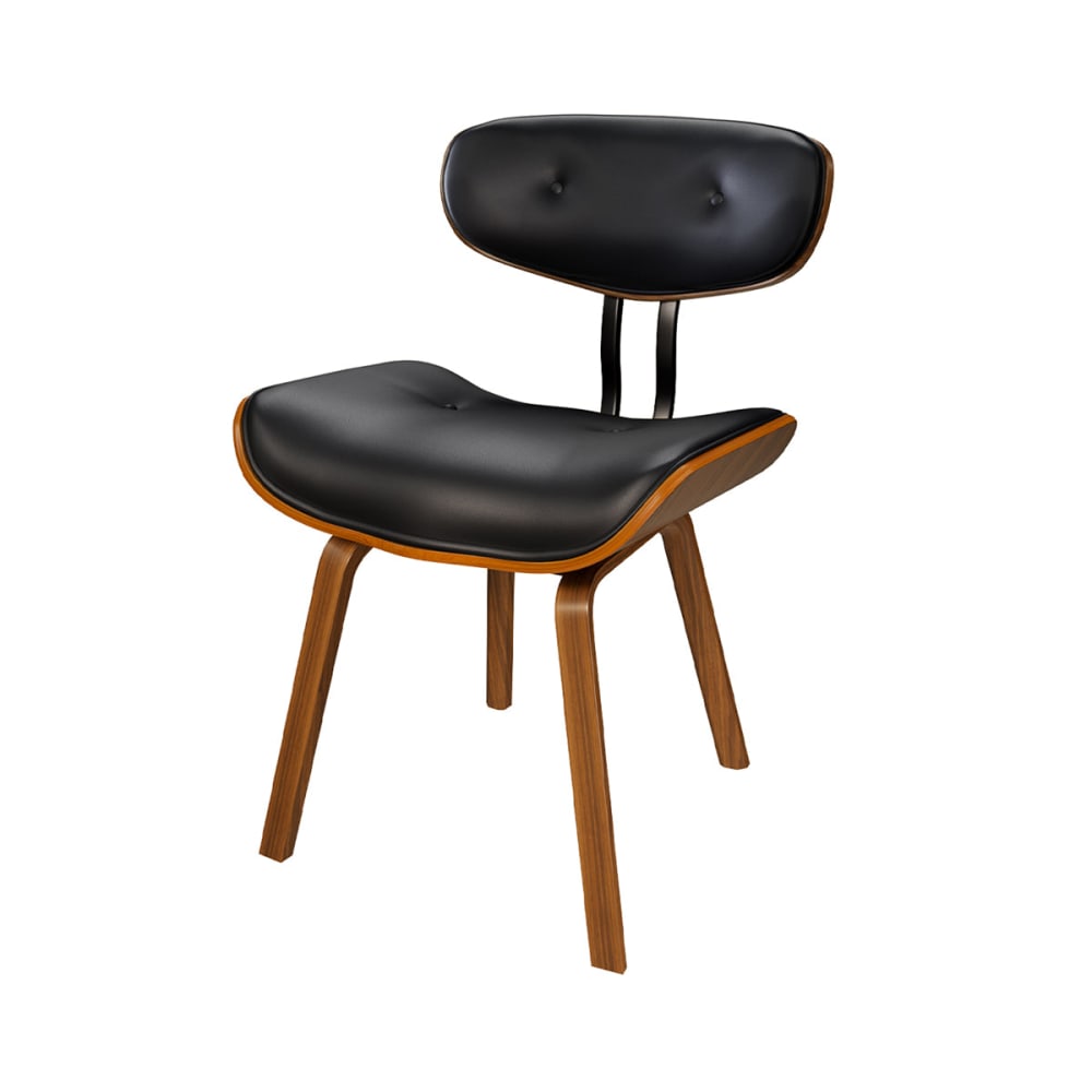 Sedia in pu nero con gambe in legno piegato - Modello Vintage - LEGNO