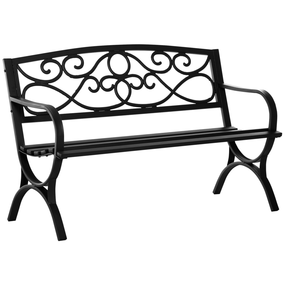 Banc de jardin 2 places style néo-rétro fer forgé acier fonte noir