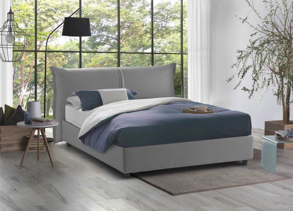 Doppelbett aus Stoff grau 160x200 cm - Maisons Du Monde