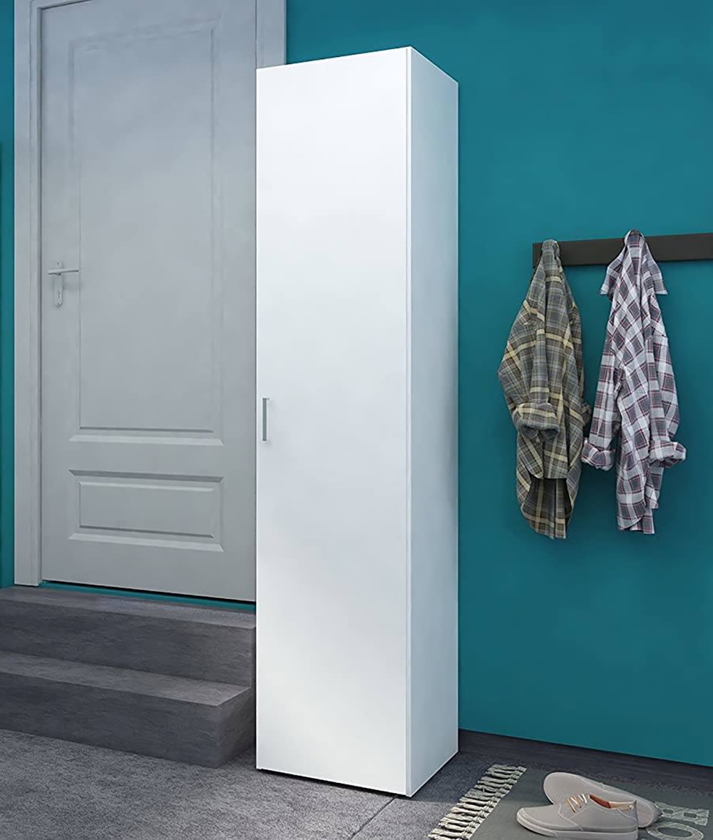 Armoire polyvalente 1 porte effet bois blanc 181x42 cm - Maisons du Monde