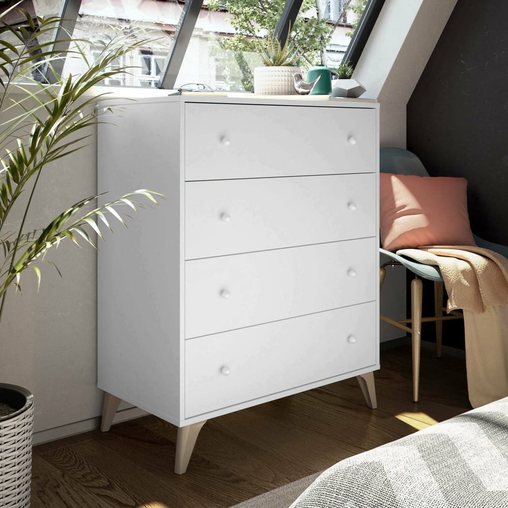 Kommode in weißer Holzoptik, 78 x 40 x 95 cm - Maisons Du Monde