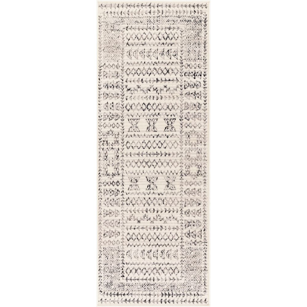 Alfombra de pasillo escandinava bohemia blanco/negro 80x220 - Maisons du Monde