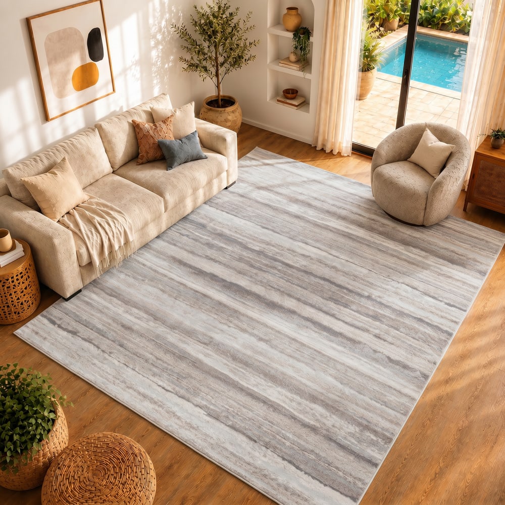 Tapis scandinave moderne gris/marron 200x275 — vue 3