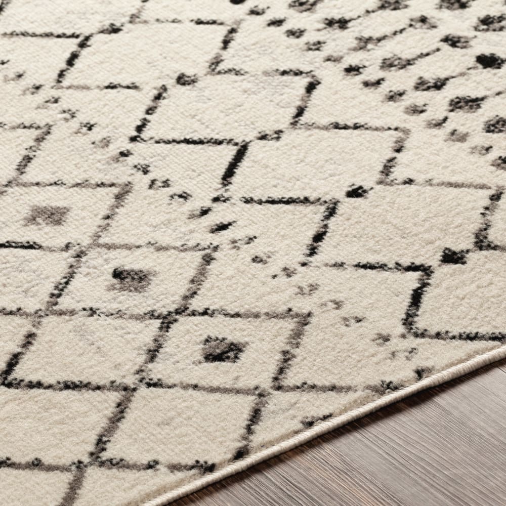 Tapis berbère ethnique blanc/noir 200x275 — vue 4
