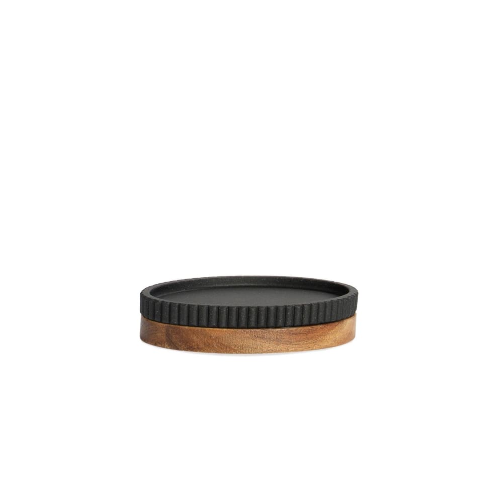 Wadiga Porte savon polyrésine noir et acacia 14x9,5x3cm - Bois