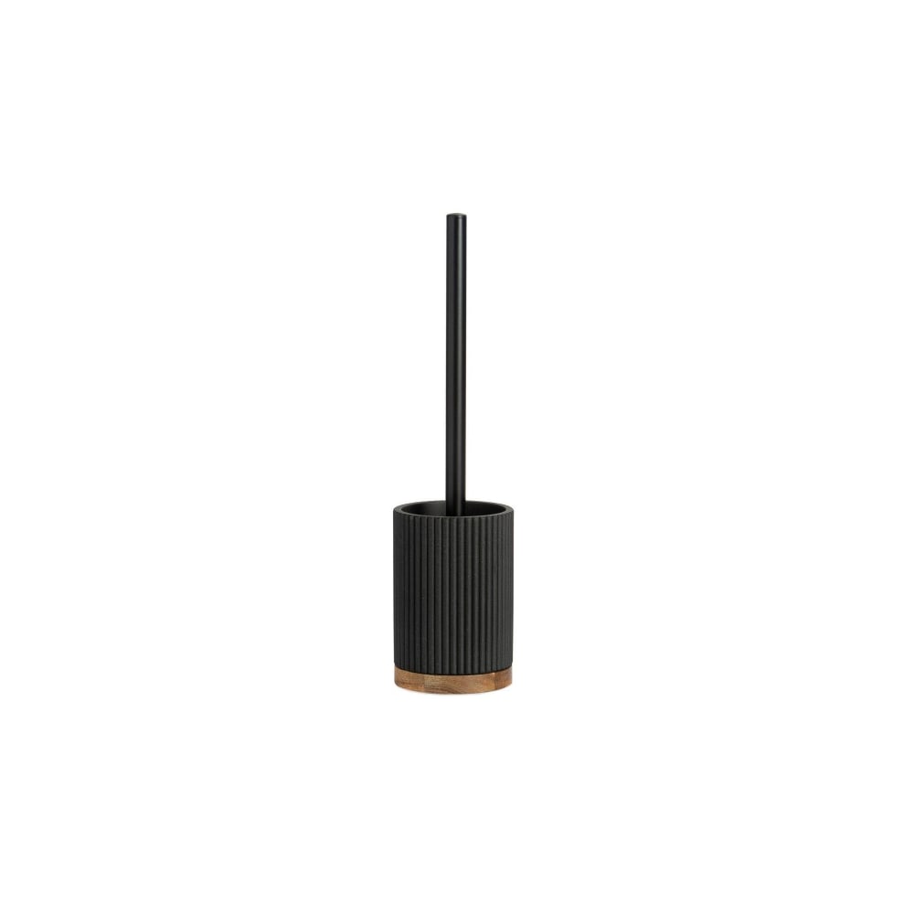 WADIGA Brosse WC en polyrésine noir et bois d acacia. Dimensions: 9.5x9.5x39.5cm Couleur: noir et bois Matière: Polyrésine et bois acacia