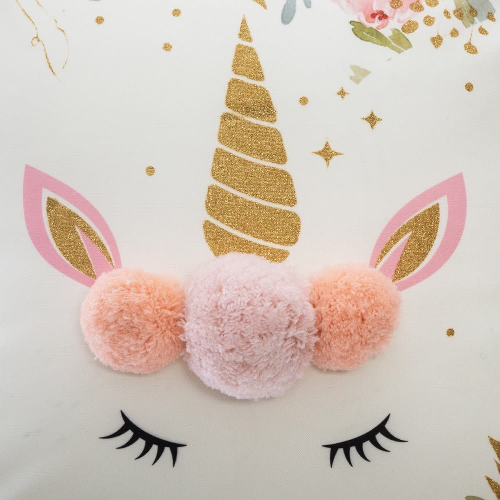 Coussin licorne à pompons polyester blanc 40x40cm (Decoratie) - Image 2