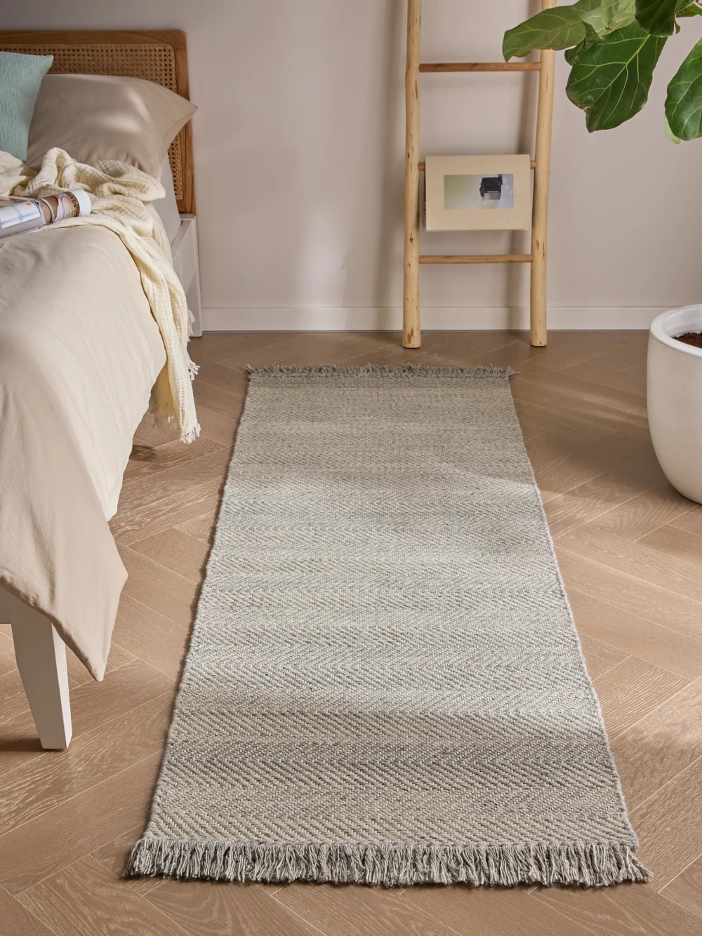 Tapis de couloir en laine gris clair 70x200 — vue 3
