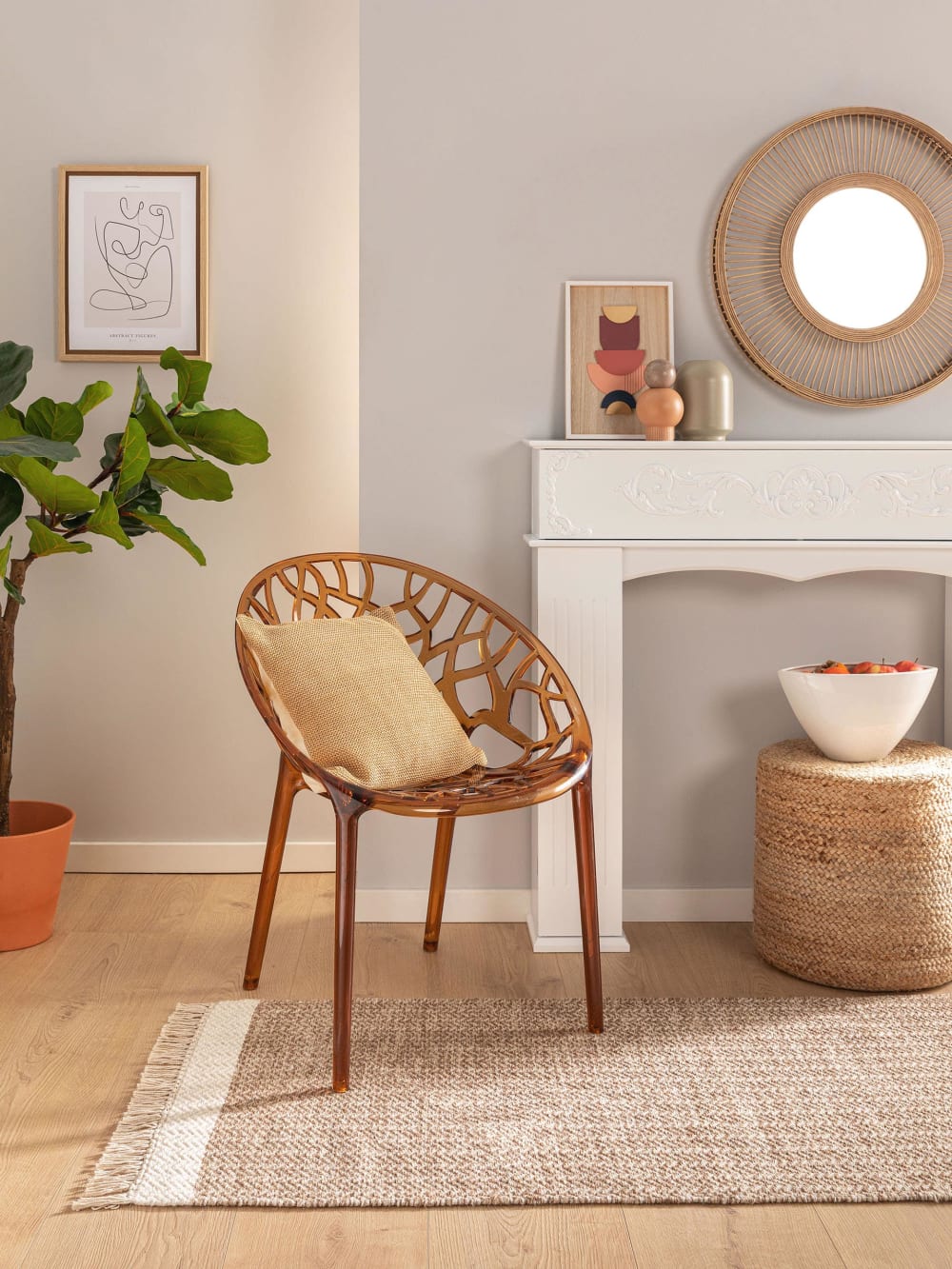 Tapis de couloir en laine beige 80x250