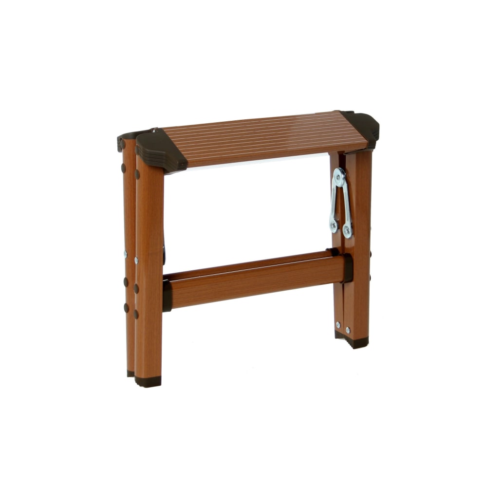 Escabeau marchepied pliable aluminium couleur bois H29,5cm - Maisons du Monde