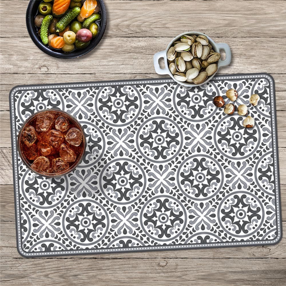 Set de table carreaux de ciment blanc et gris 43x28cm - Maisons du Monde