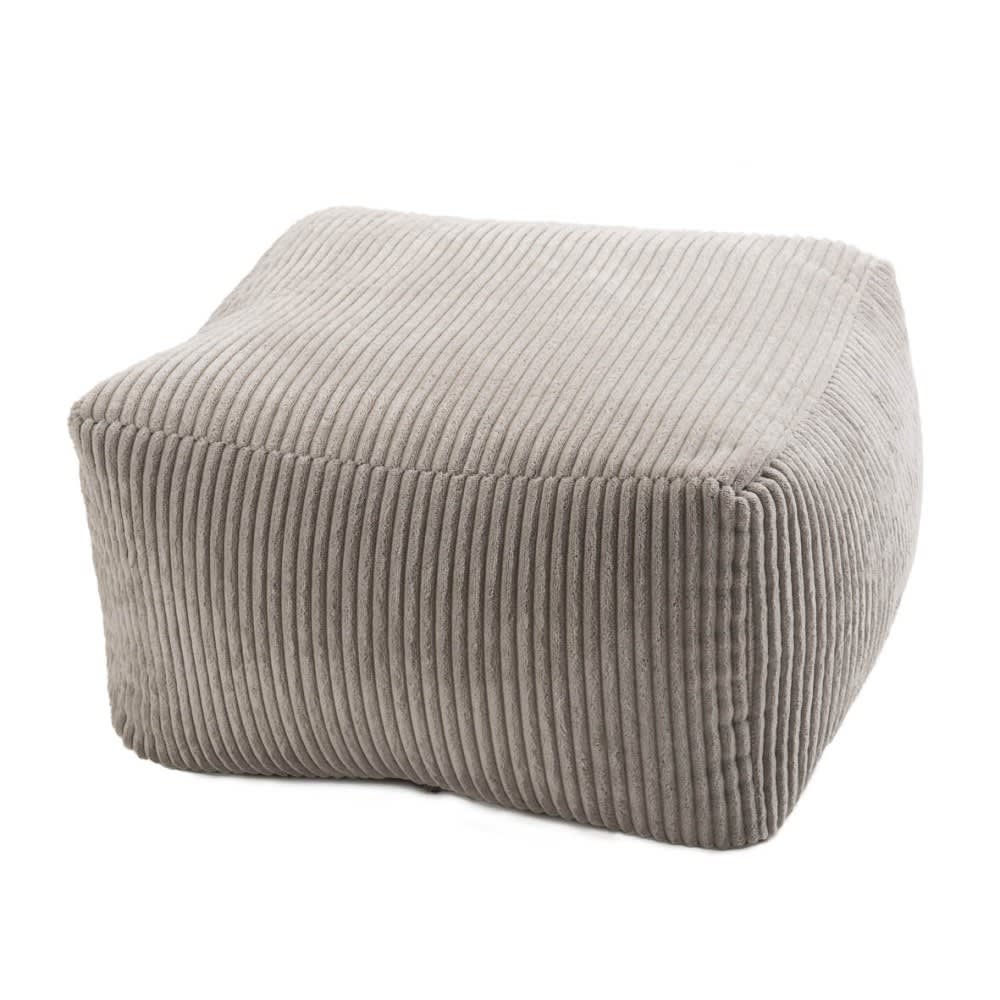 MACABANE Quadratischer Hocker aus perlgrauem Cotelé-Samtstoff style classic chic - Samt