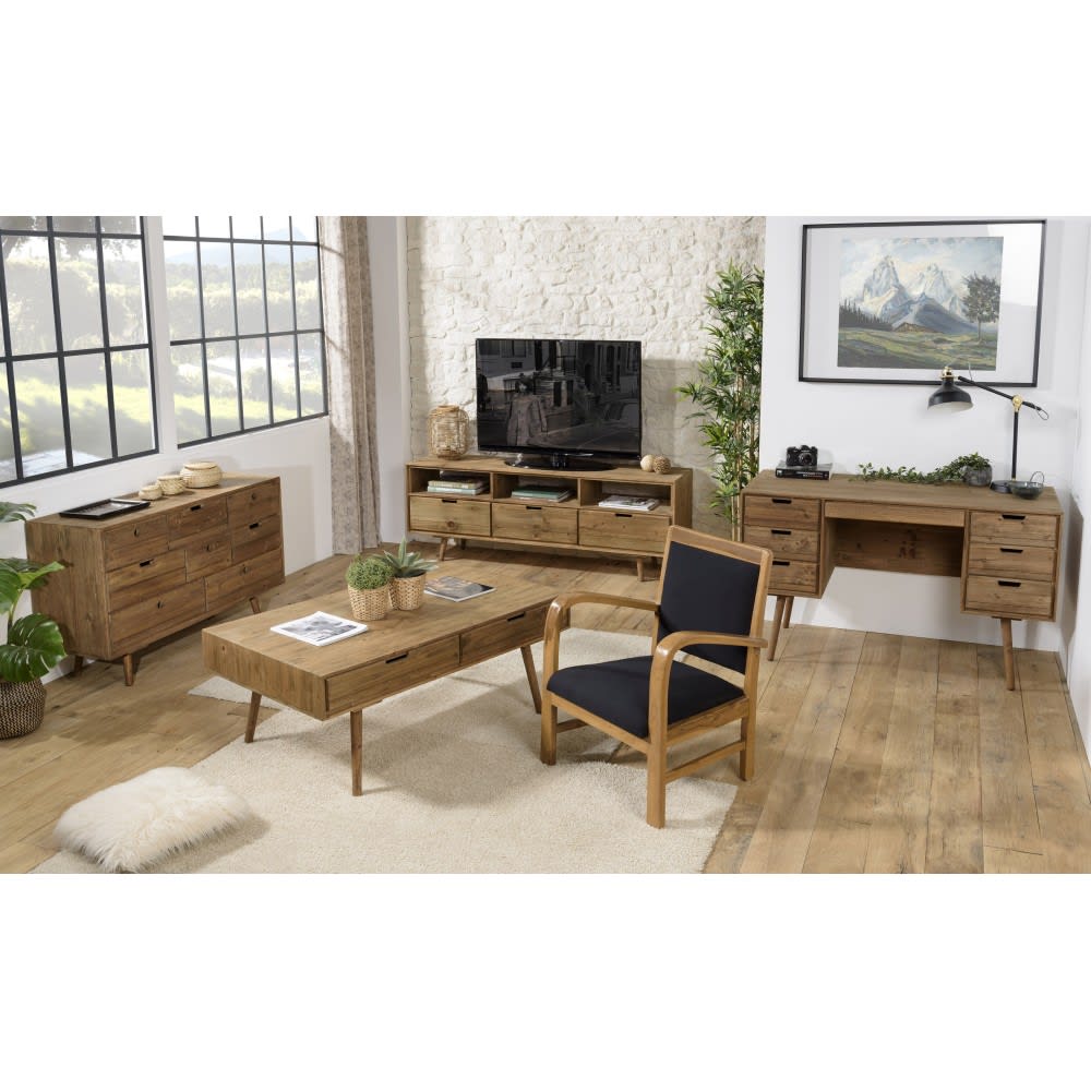 Fauteuil en teck et tissu